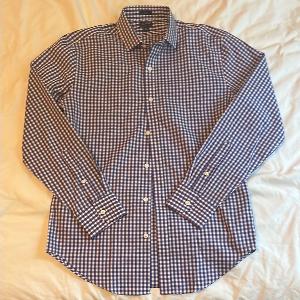 Men's Blue Gingham Button-Down Shirt